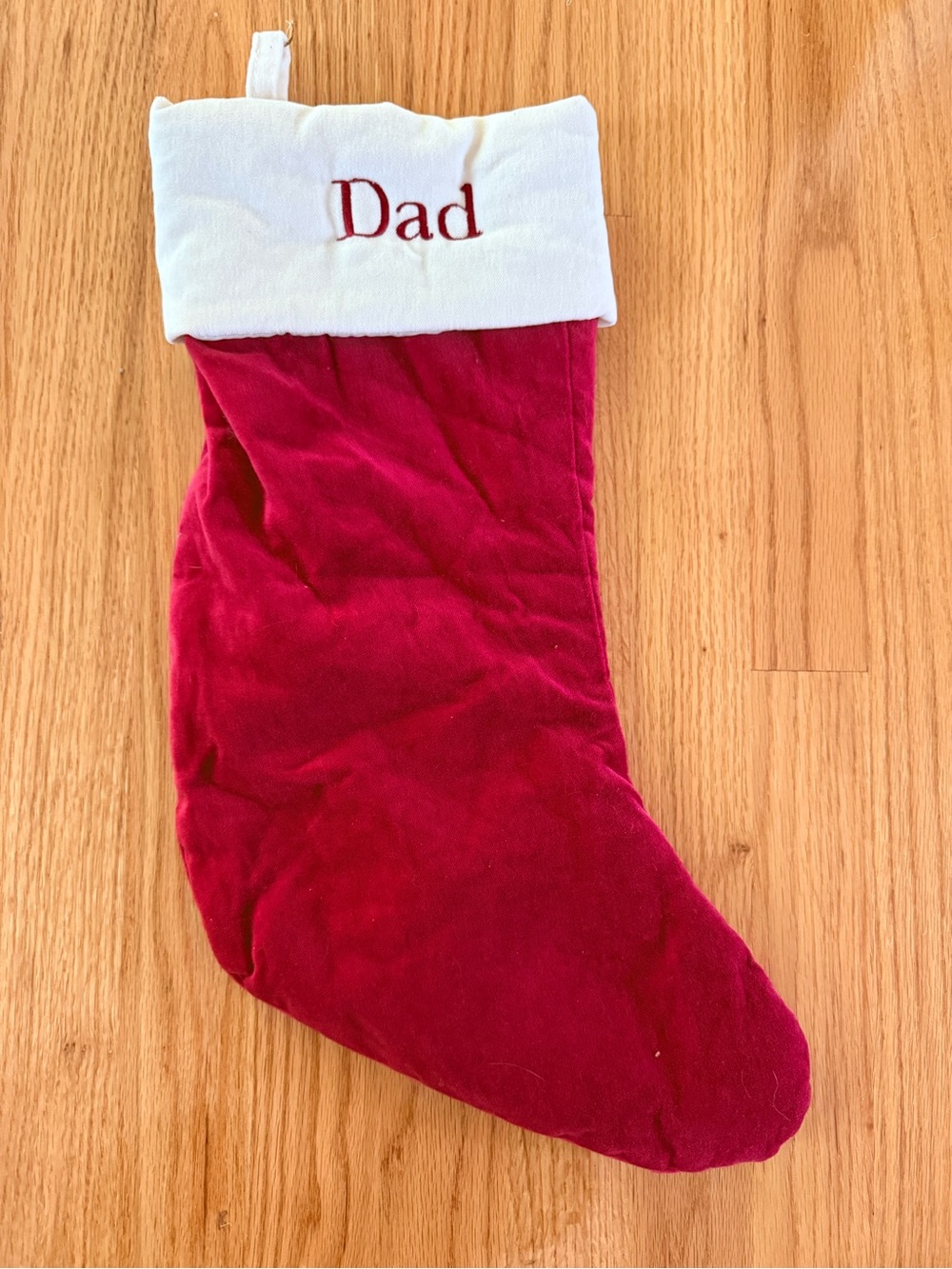 Pottery Barn Dad Embroidered Holiday Stocking - Red and White